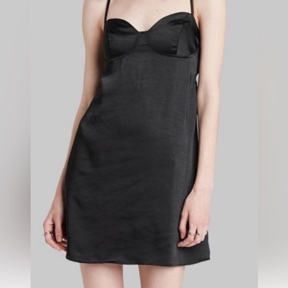 Wild Fable Black Silky Boustiere Slip Dress